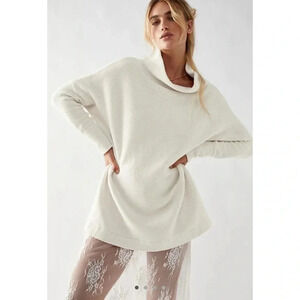 NWT Free People Ottoman Slouchy Tunic Sweater Oversized Ribbed ivory white
